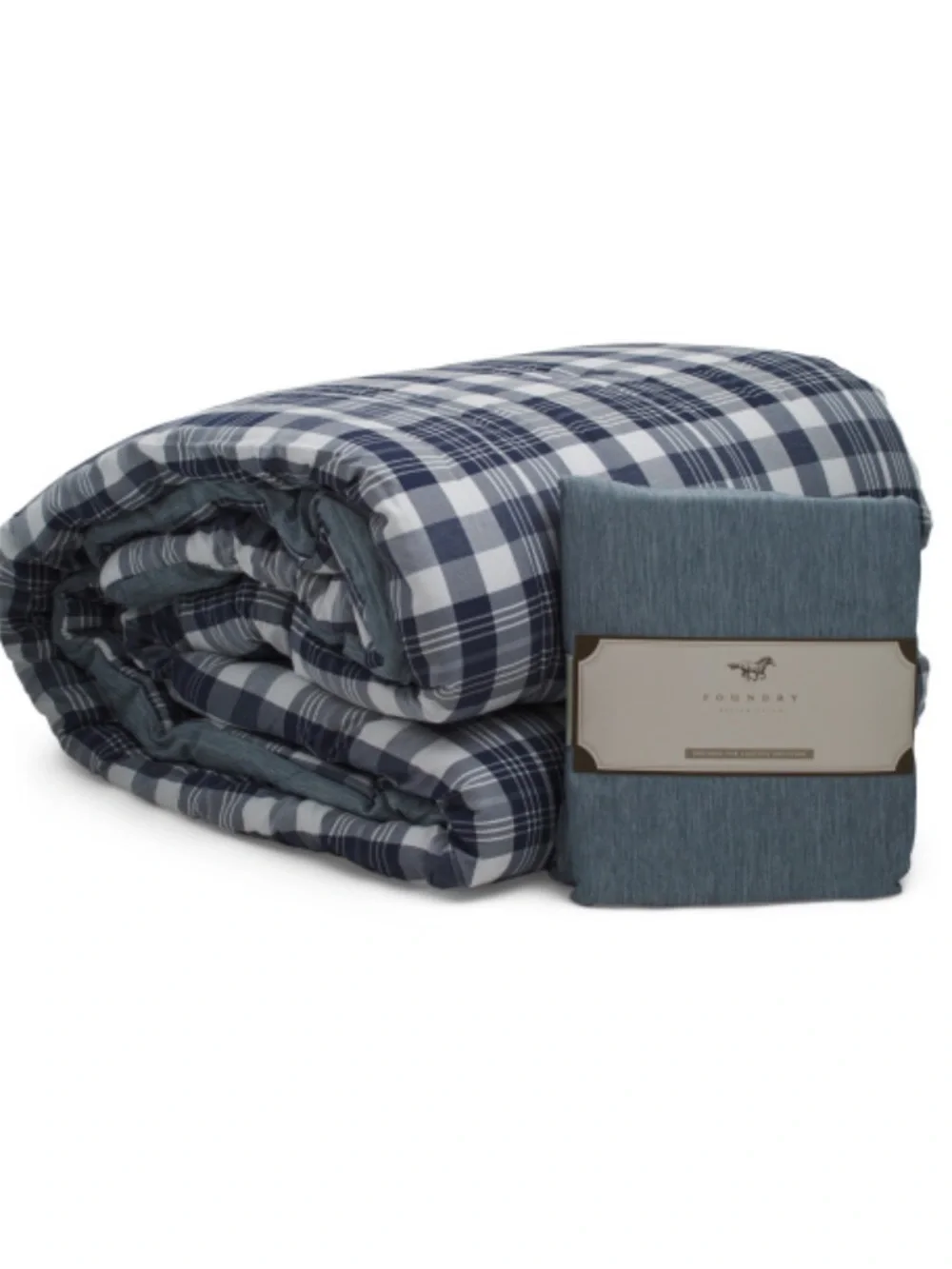 Foundry Navy & White Plaid 7 Piece comforter Set